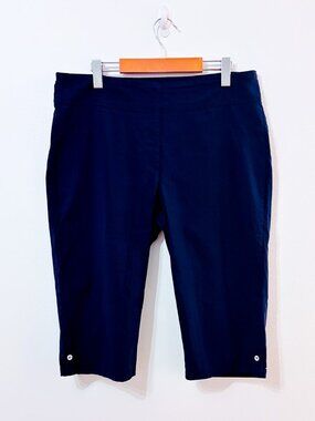 EMOTIONS Navy Stretch Capri Pants | Pull-On Casual | Size 13